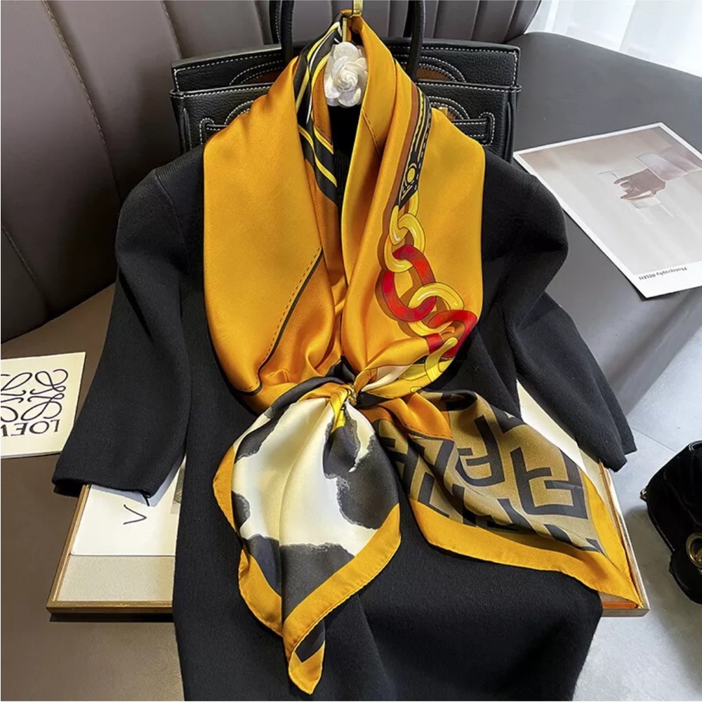 100% Silk Feeling Polyester small square Scarf Women neckerchief Floral style